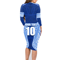 Custom Manu Samoa Rugby Family Matching Long Sleeve Bodycon Dress and Hawaiian Shirt Polynesian Tattoo LT03