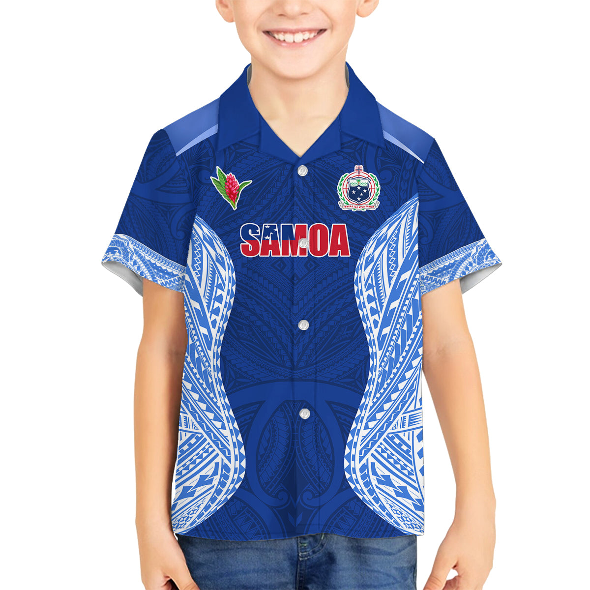 Custom Manu Samoa Rugby Family Matching Off Shoulder Maxi Dress and Hawaiian Shirt Polynesian Tattoo LT03