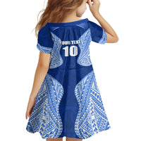 Custom Manu Samoa Rugby Kid Short Sleeve Dress Polynesian Tattoo LT03