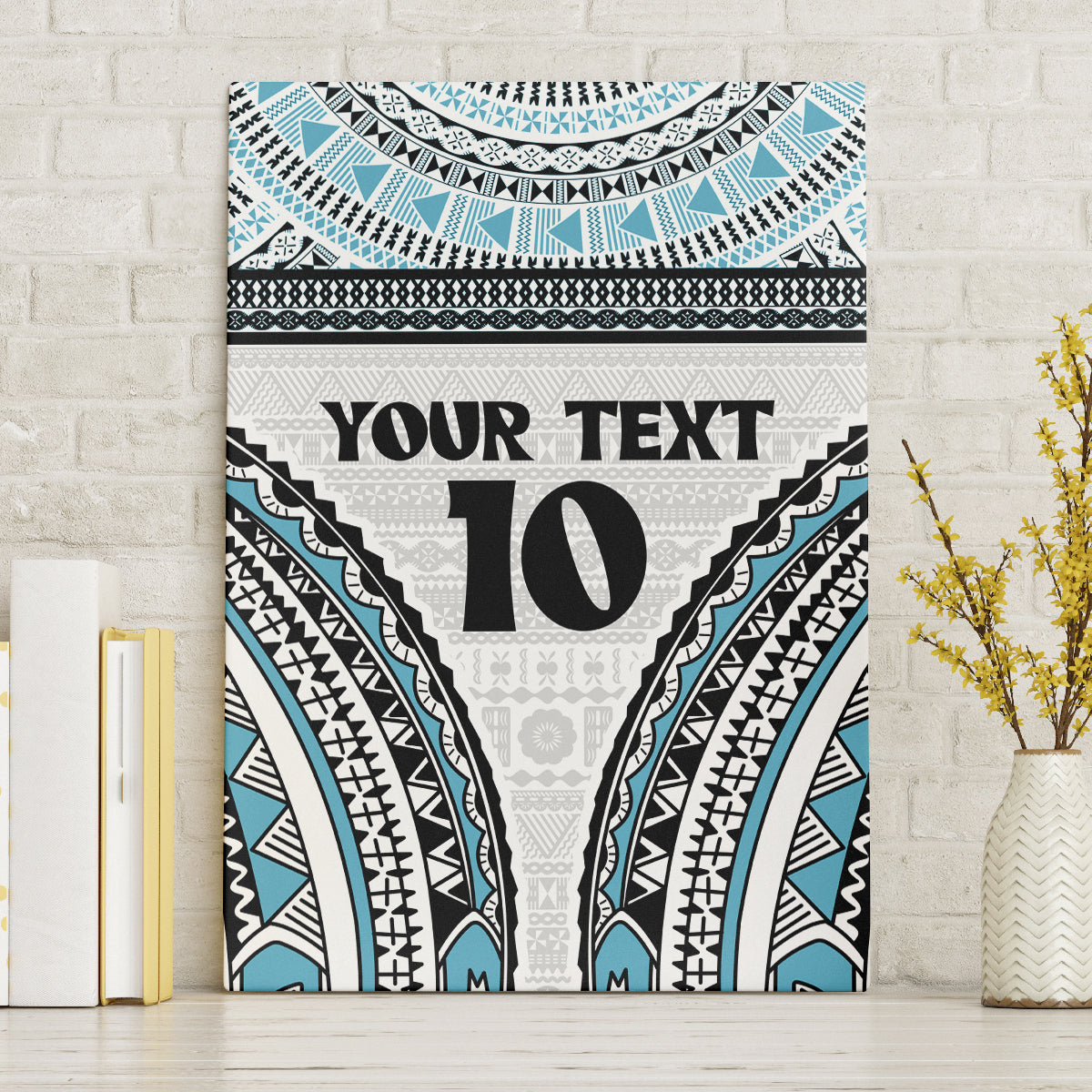 Custom Flying Fijians Rugby Canvas Wall Art Tapa Tribal Cloth