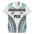 Custom Flying Fijians Rugby Family Matching Off Shoulder Maxi Dress and Hawaiian Shirt Tapa Tribal Cloth LT03 Dad's Shirt - Short Sleeve White - Polynesian Pride