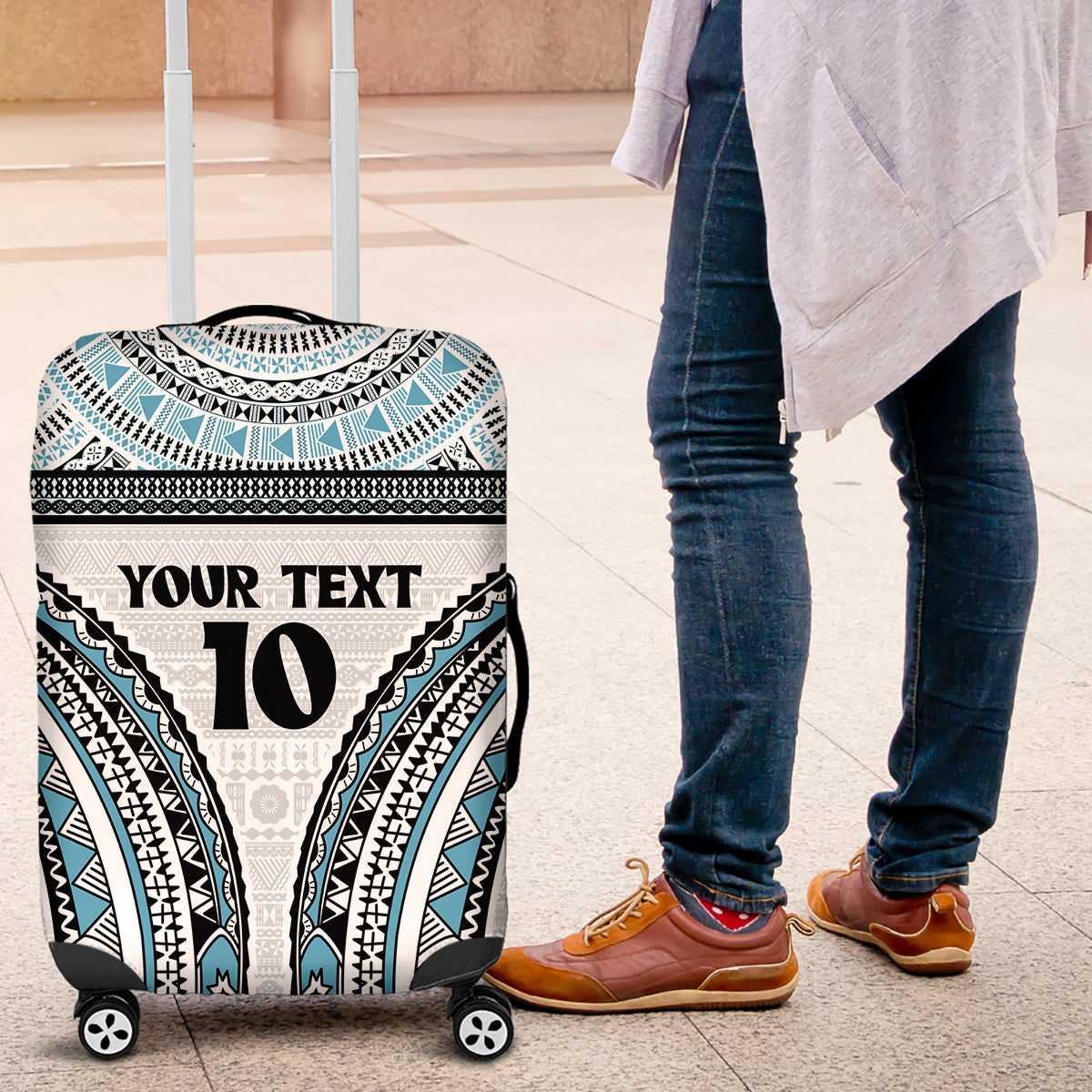 Custom Flying Fijians Rugby Luggage Cover Tapa Tribal Cloth