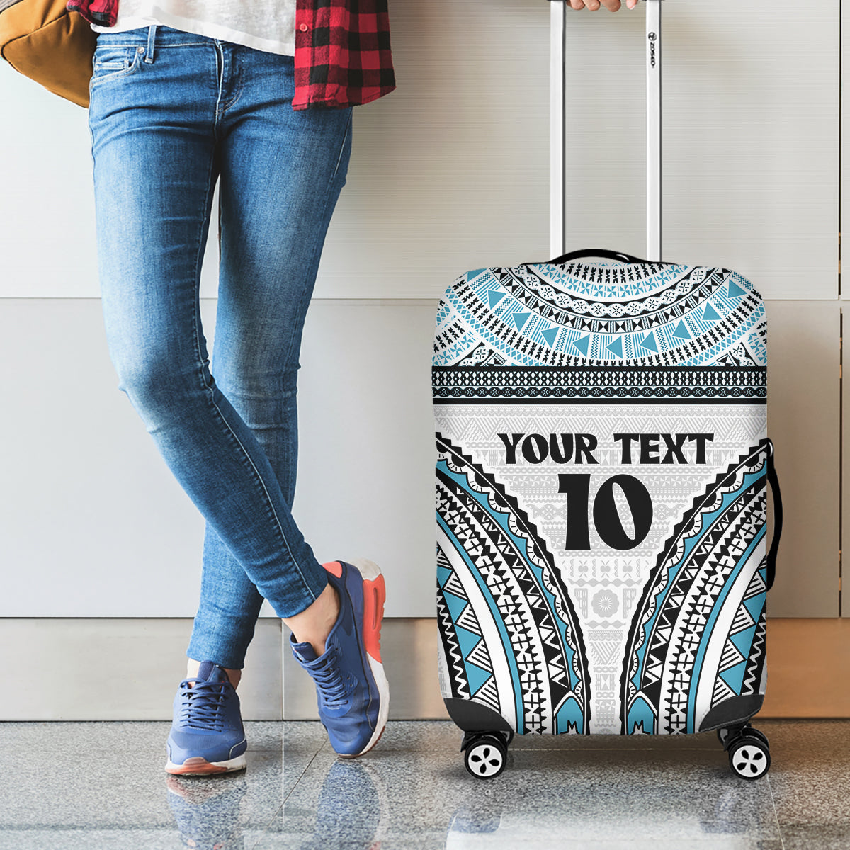 Custom Flying Fijians Rugby Luggage Cover Tapa Tribal Cloth