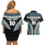 Custom Flying Fijians Rugby Couples Matching Off Shoulder Short Dress and Hawaiian Shirt Tapa Tribal Cloth Black Color LT03 - Polynesian Pride