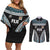 Custom Flying Fijians Rugby Couples Matching Off Shoulder Short Dress and Long Sleeve Button Shirt Tapa Tribal Cloth Black Color LT03 Black - Polynesian Pride