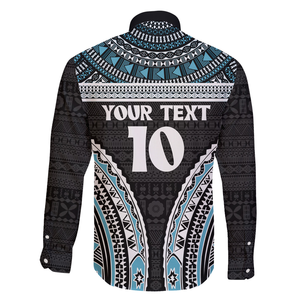 Custom Flying Fijians Rugby Family Matching Mermaid Dress and Hawaiian Shirt Tapa Tribal Cloth Black Color LT03 - Polynesian Pride