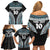 Custom Flying Fijians Rugby Family Matching Off Shoulder Short Dress and Hawaiian Shirt Tapa Tribal Cloth Black Color LT03 - Polynesian Pride