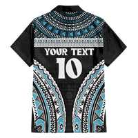 Custom Flying Fijians Rugby Family Matching Off Shoulder Short Dress and Hawaiian Shirt Tapa Tribal Cloth Black Color LT03 - Polynesian Pride