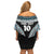 Custom Flying Fijians Rugby Family Matching Off Shoulder Short Dress and Hawaiian Shirt Tapa Tribal Cloth Black Color LT03 - Polynesian Pride