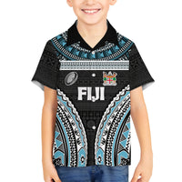 Custom Flying Fijians Rugby Family Matching Tank Maxi Dress and Hawaiian Shirt Tapa Tribal Cloth Black Color LT03 Son's Shirt Black - Polynesian Pride