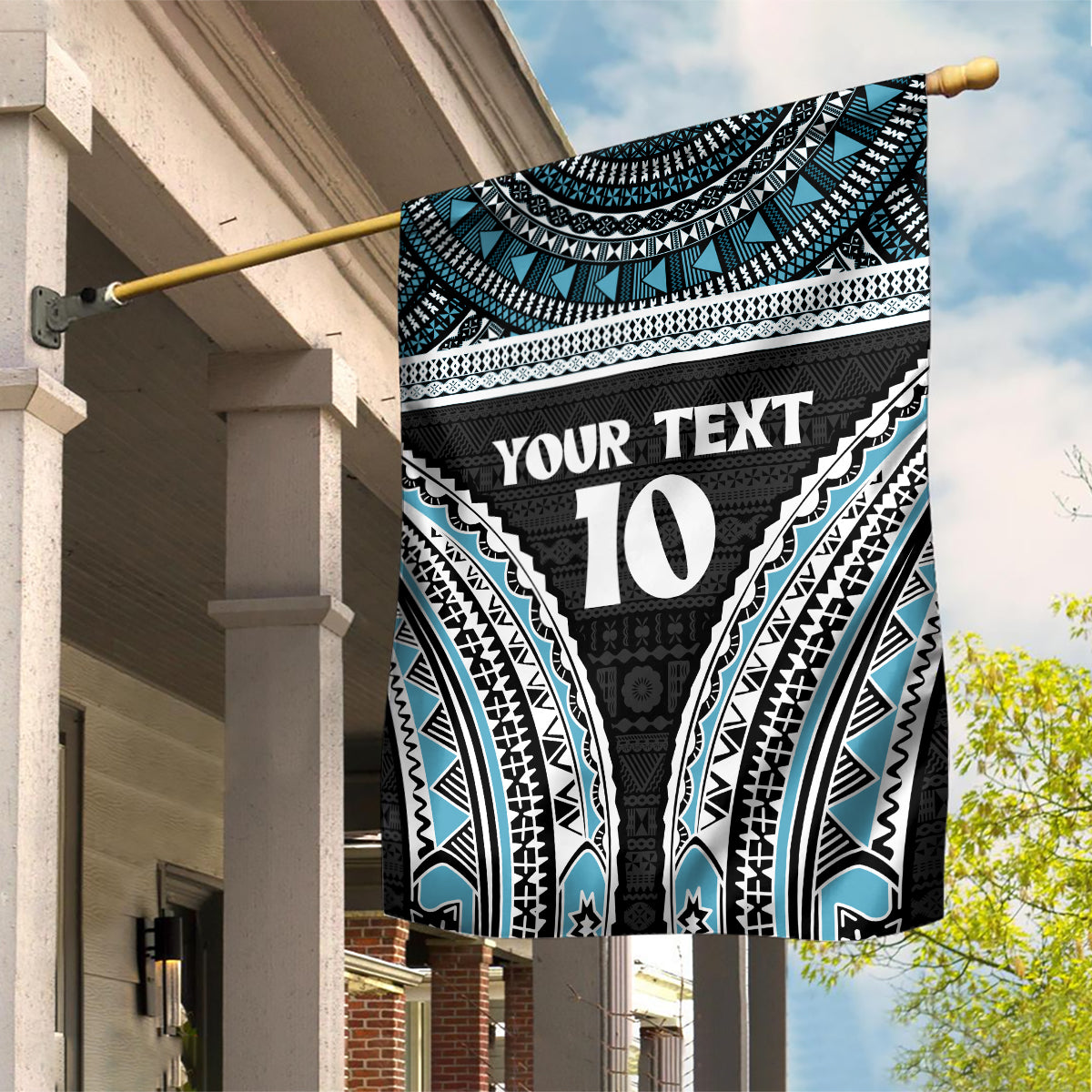 Custom Flying Fijians Rugby Garden Flag Tapa Tribal Cloth Black Color LT03 House Flag Black - Polynesian Pride