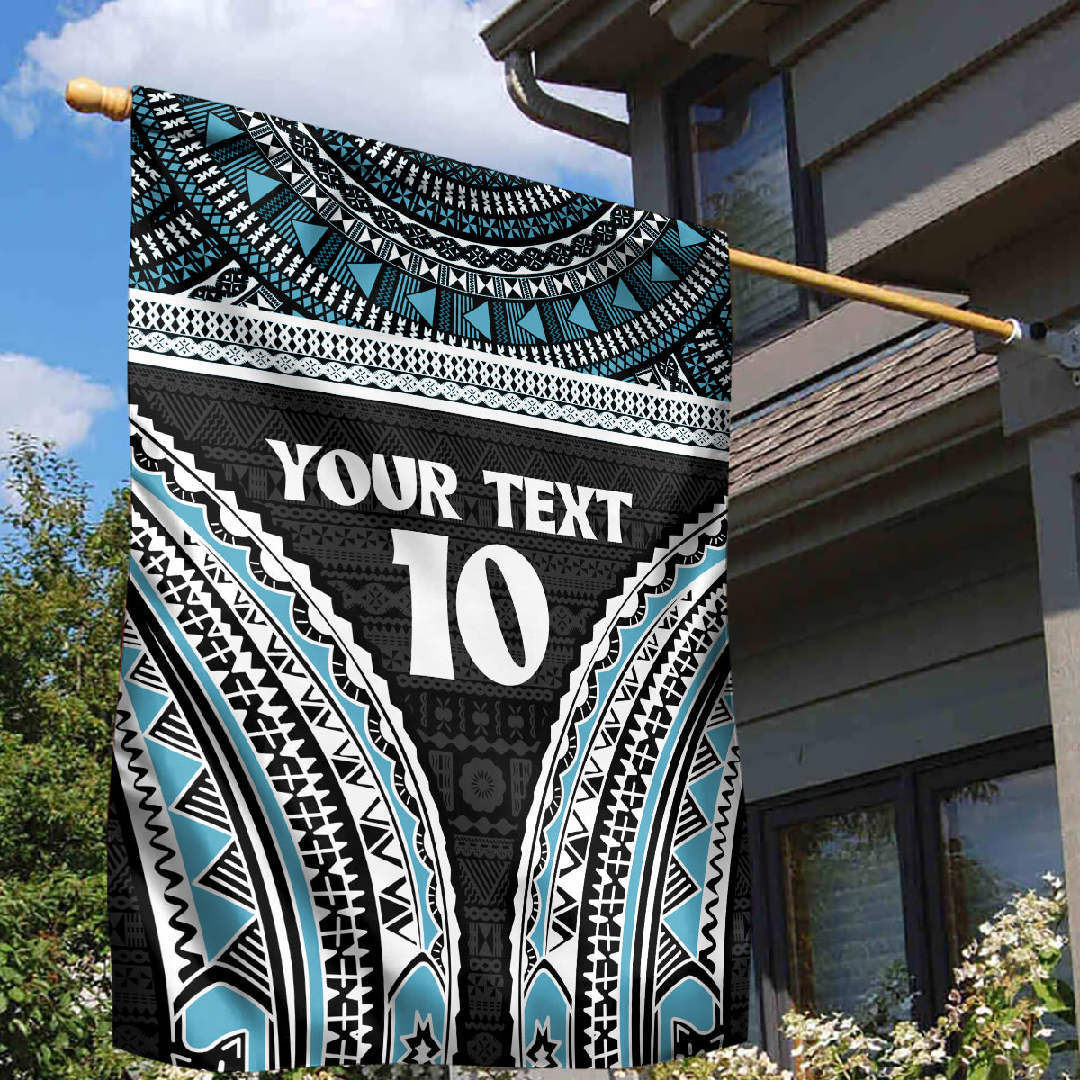 Custom Flying Fijians Rugby Garden Flag Tapa Tribal Cloth Black Color LT03 - Polynesian Pride