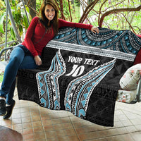 Custom Flying Fijians Rugby Quilt Tapa Tribal Cloth Black Color