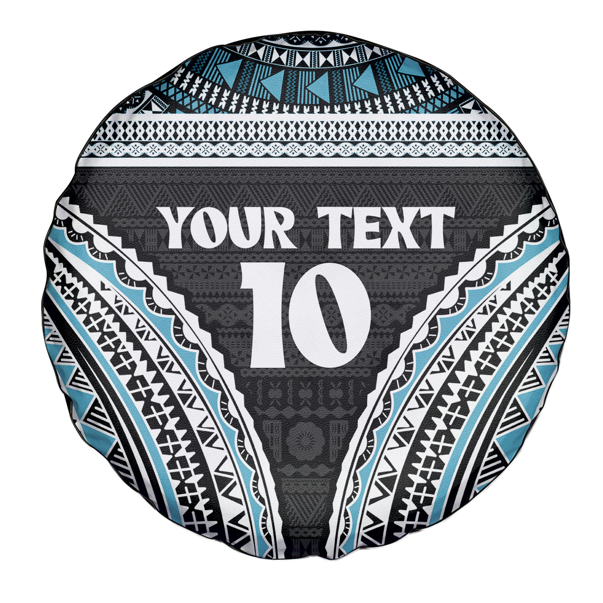 Custom Flying Fijians Rugby Spare Tire Cover Tapa Tribal Cloth Black Color