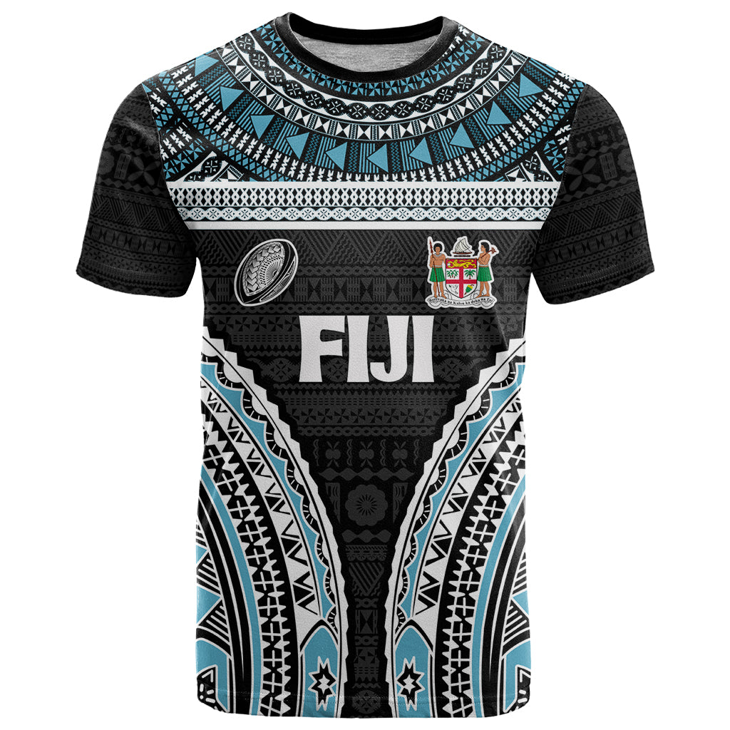 Custom Flying Fijians Rugby T Shirt Tapa Tribal Cloth Black Color LT03 Black - Polynesian Pride