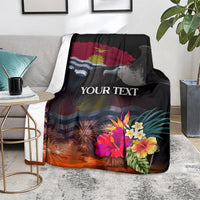 Personalised Kiribati Independence Day Blanket Frigatebird and Plumeria Hibiscus Flower