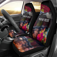 Personalised Kiribati Independence Day Car Seat Cover Frigatebird and Plumeria Hibiscus Flower LT03 - Polynesian Pride