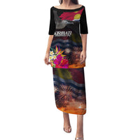 Kiribati Independence Day Family Matching Puletasi and Hawaiian Shirt Frigatebird and Plumeria Hibiscus Flower
