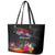 Personalised Kiribati Independence Day Leather Tote Bag Frigatebird and Plumeria Hibiscus Flower