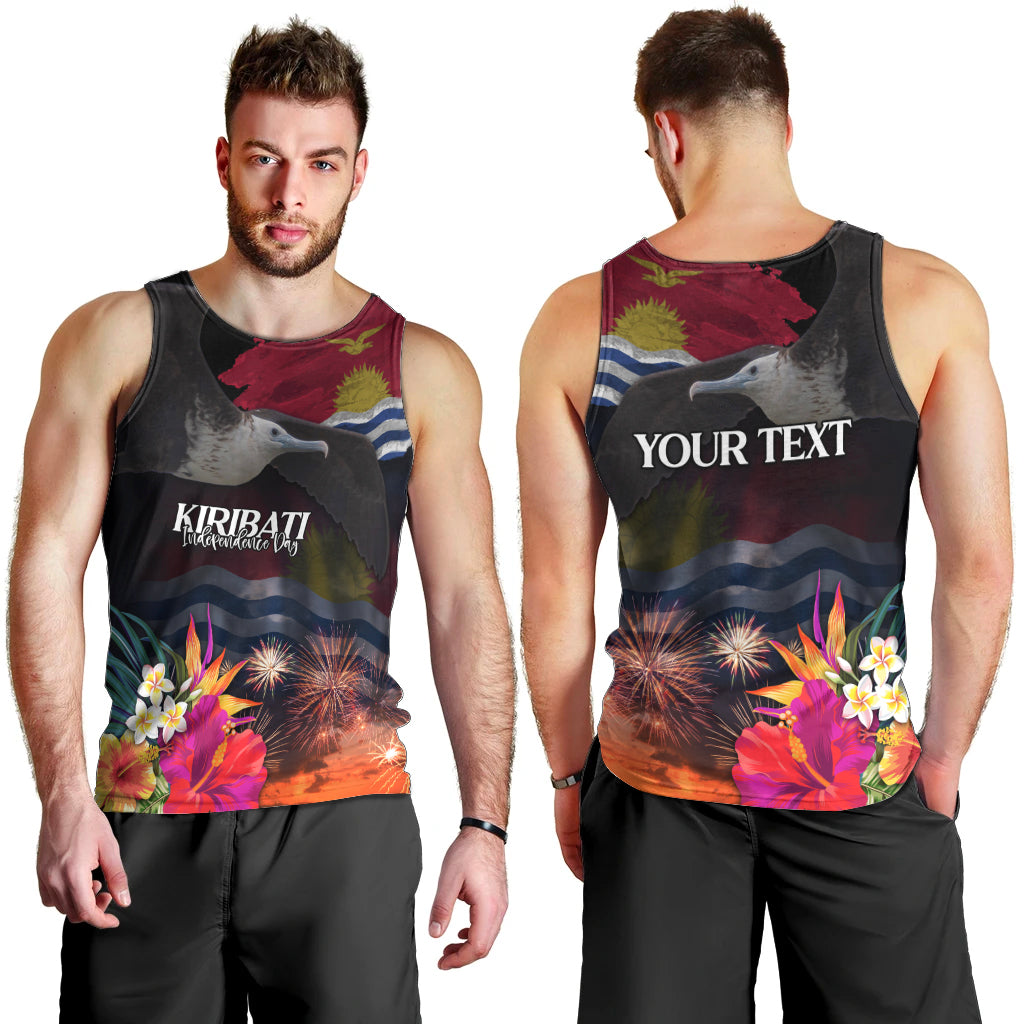 Kiribati Independence Day Men Tank Top Frigatebird and Plumeria Hibiscus Flower