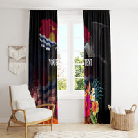Personalised Kiribati Independence Day Window Curtain Frigatebird and Plumeria Hibiscus Flower LT03 - Polynesian Pride