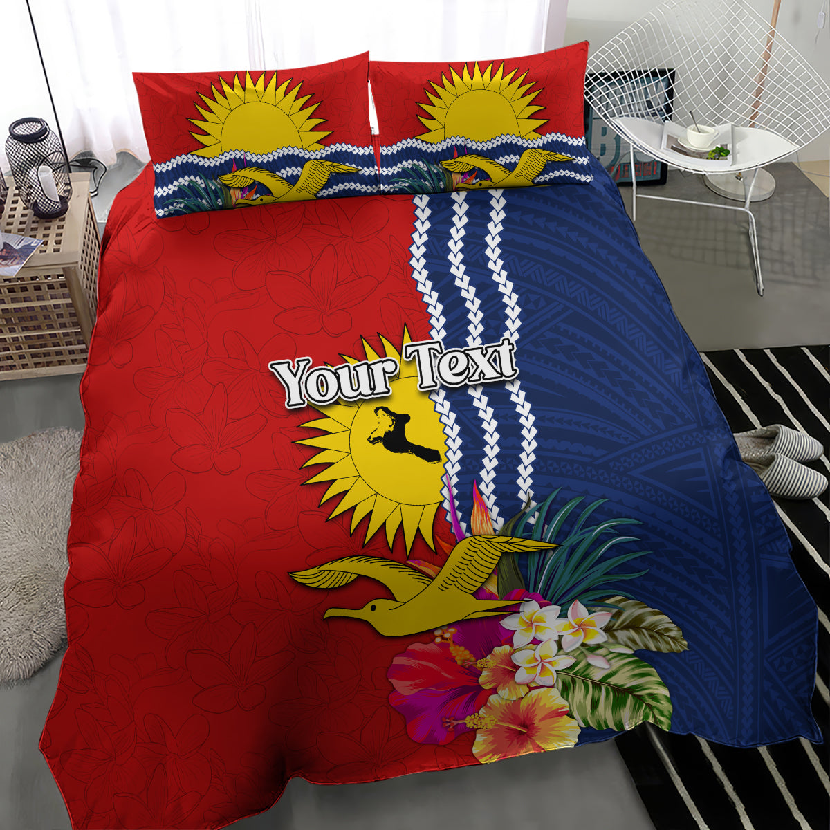 Personalised Kiribati Independence Day Bedding Set Kiribati Map With Flag Color LT03 - Polynesian Pride