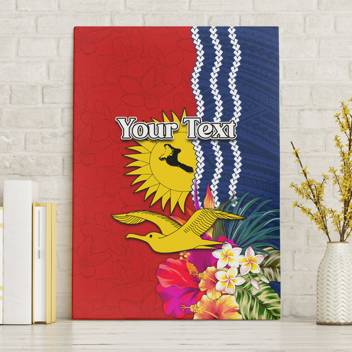 Personalised Kiribati Independence Day Canvas Wall Art Kiribati Map With Flag Color