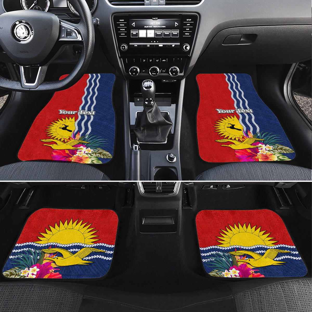 Personalised Kiribati Independence Day Car Mats Kiribati Map With Flag Color