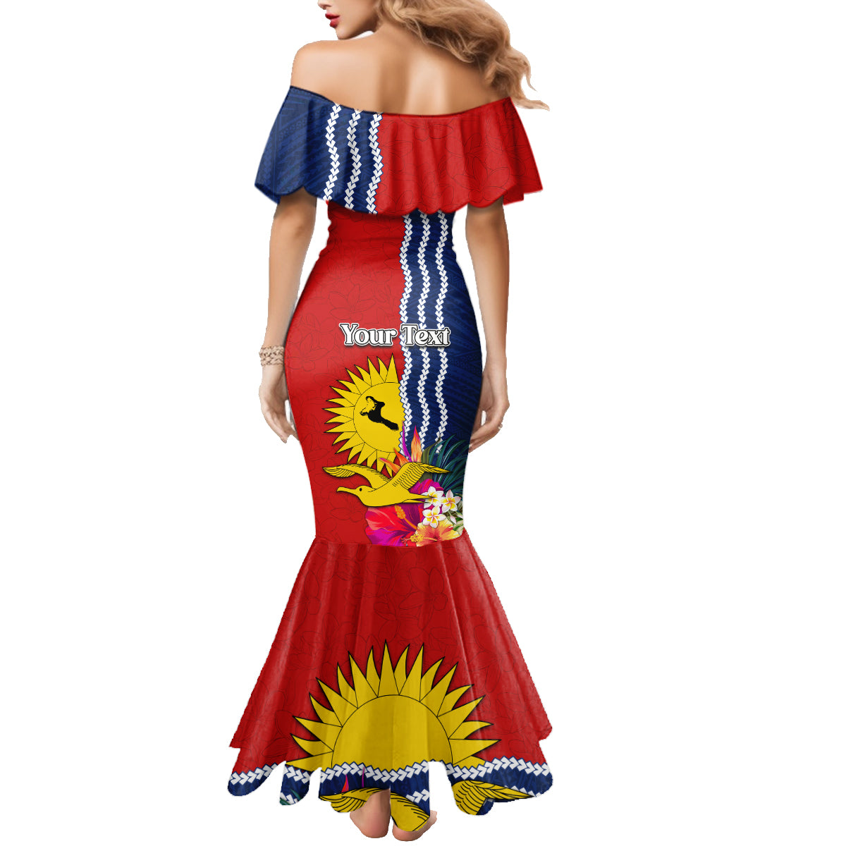 Kiribati Independence Day Family Matching Mermaid Dress and Hawaiian Shirt Kiribati Map With Flag Color