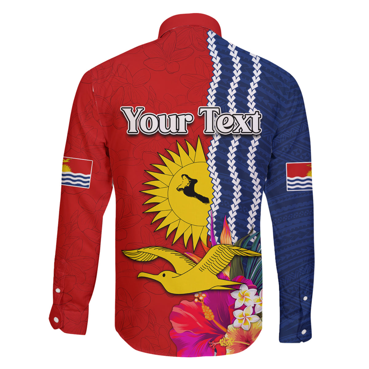 Kiribati Independence Day Family Matching Off Shoulder Maxi Dress and Hawaiian Shirt Kiribati Map With Flag Color