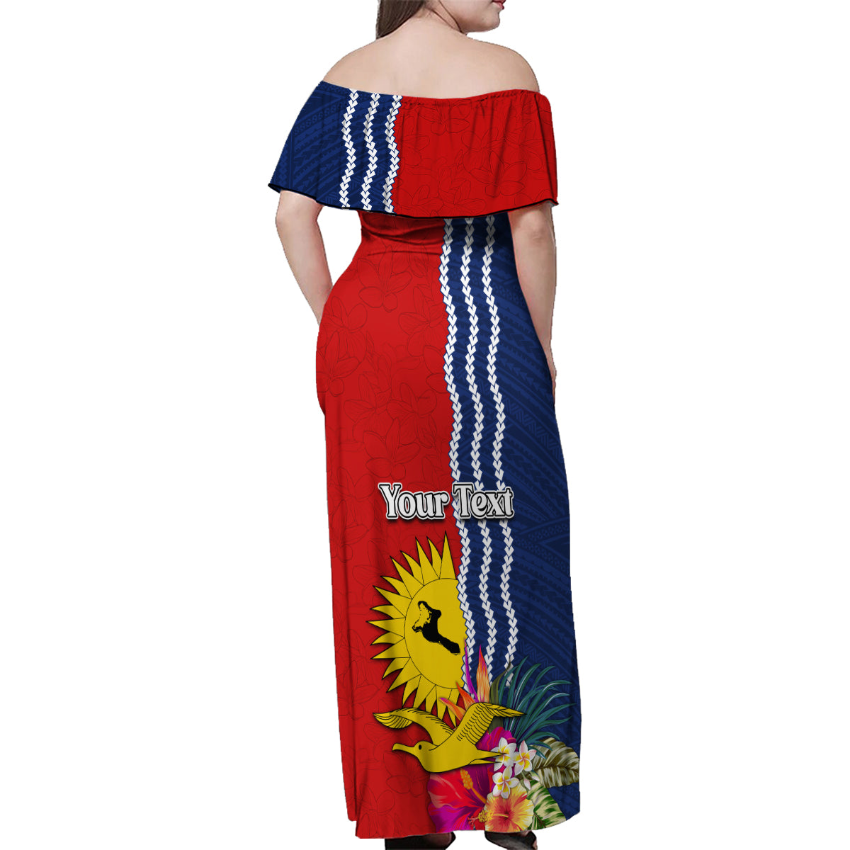 Kiribati Independence Day Family Matching Off Shoulder Maxi Dress and Hawaiian Shirt Kiribati Map With Flag Color