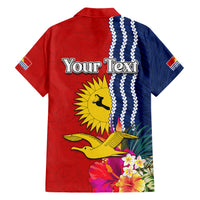 Kiribati Independence Day Family Matching Short Sleeve Bodycon Dress and Hawaiian Shirt Kiribati Map With Flag Color