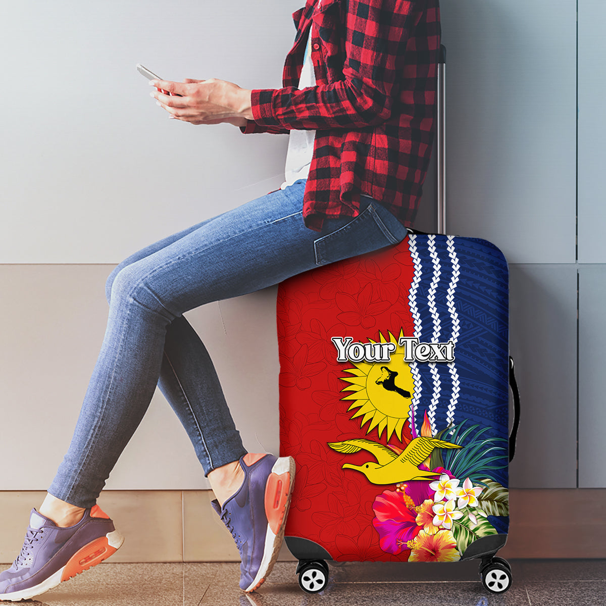 Personalised Kiribati Independence Day Luggage Cover Kiribati Map With Flag Color