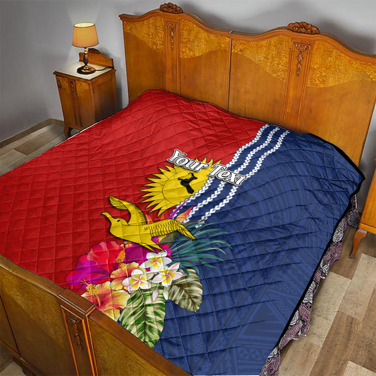 Personalised Kiribati Independence Day Quilt Kiribati Map With Flag Color LT03 - Polynesian Pride