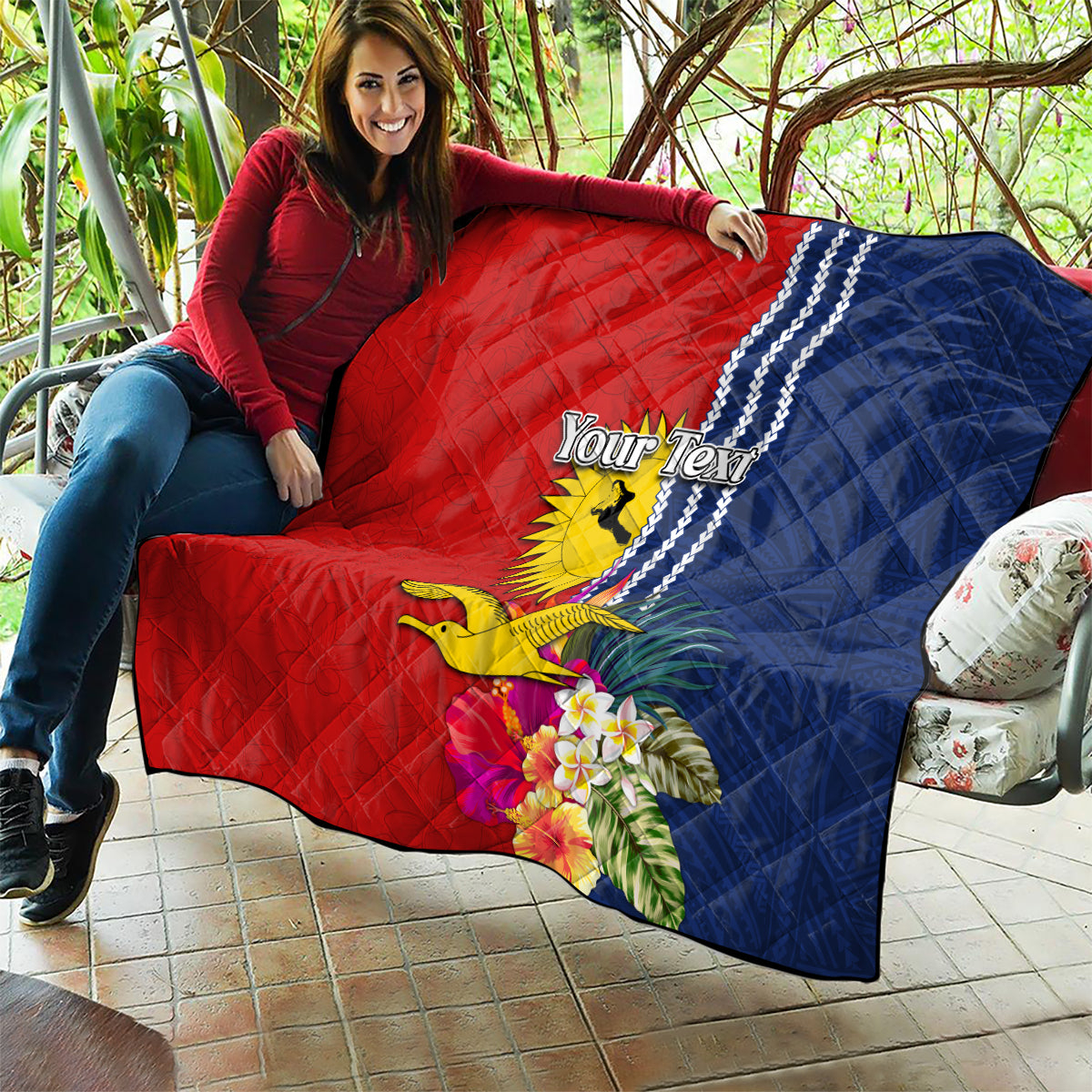 Personalised Kiribati Independence Day Quilt Kiribati Map With Flag Color LT03 - Polynesian Pride