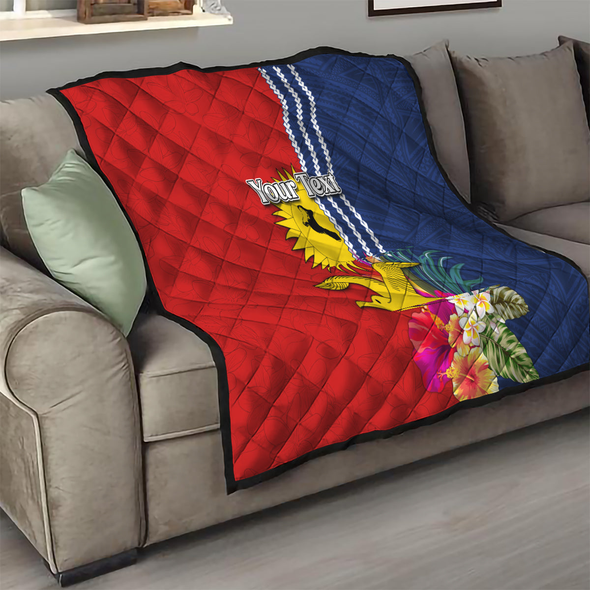 Personalised Kiribati Independence Day Quilt Kiribati Map With Flag Color LT03 - Polynesian Pride