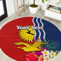 Personalised Kiribati Independence Day Round Carpet Kiribati Map With Flag Color LT03 Red - Polynesian Pride