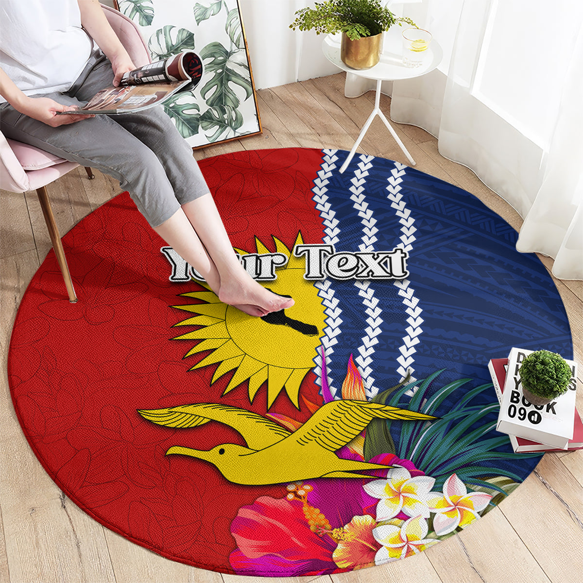 Personalised Kiribati Independence Day Round Carpet Kiribati Map With Flag Color LT03 - Polynesian Pride