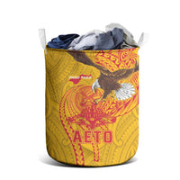 American Samoa Fautasi Race Laundry Basket Aeto Pago Pago with Eagle Samoan Tribal Patterns LT03 - Polynesian Pride