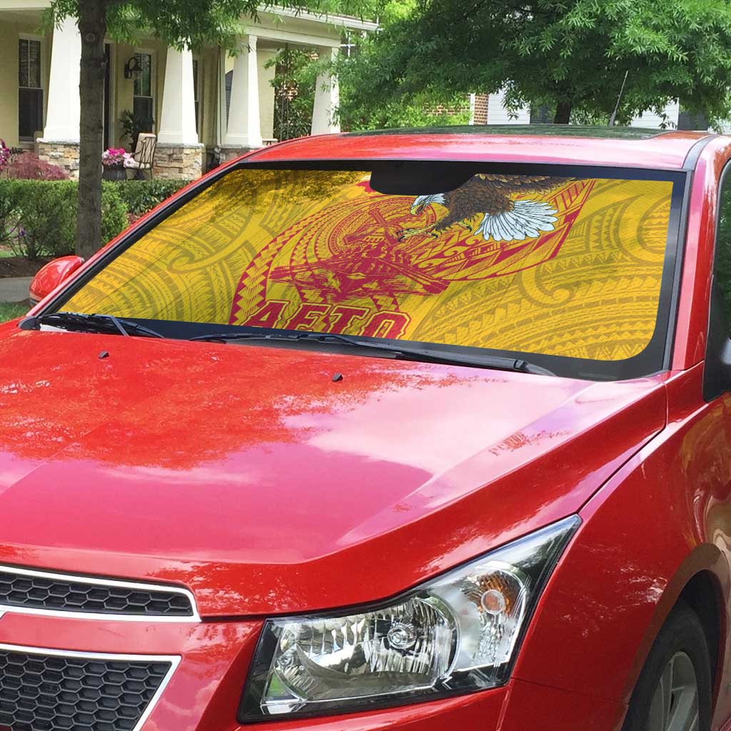 American Samoa Fautasi Race Auto Sun Shade Aeto Pago Pago with Eagle Samoan Tribal Patterns LT03 - Polynesian Pride