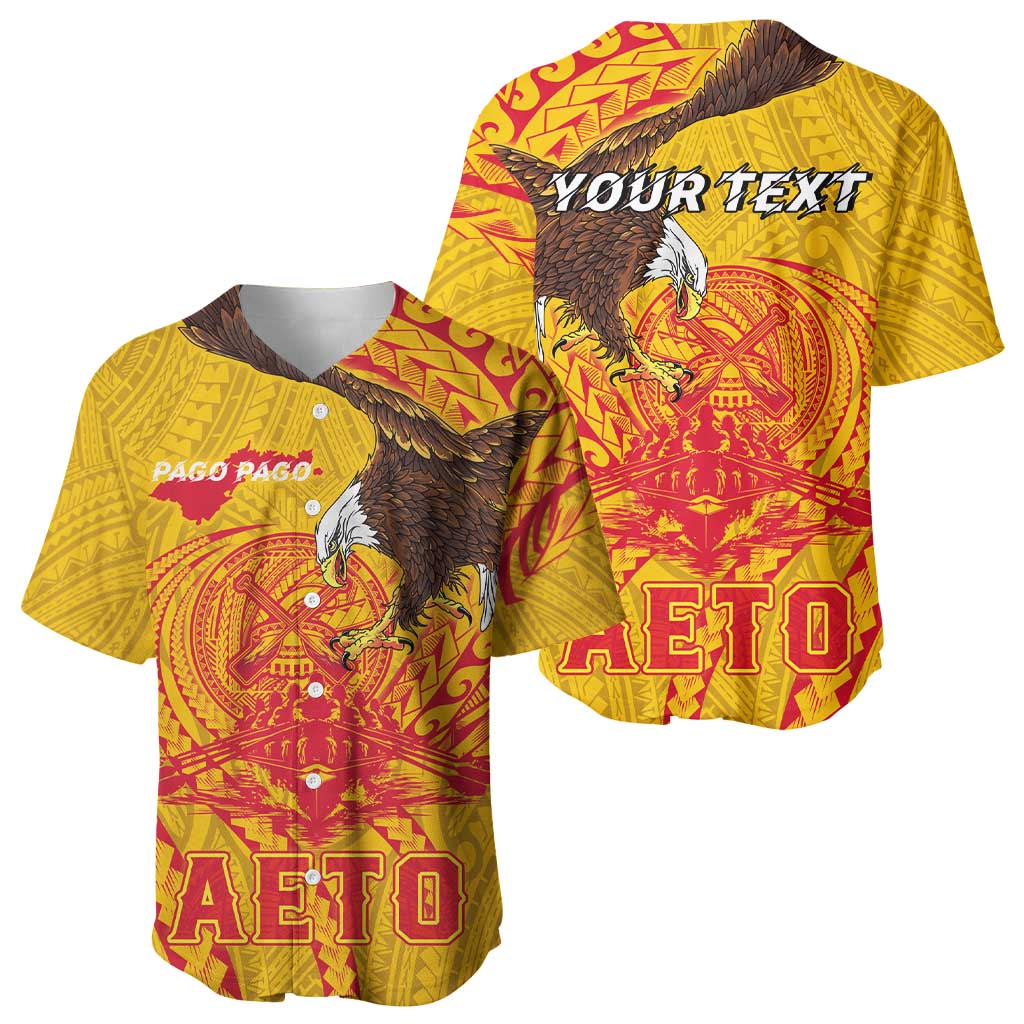 Personalized American Samoa Fautasi Race Baseball Jersey Aeto Pago Pago with Eagle Samoan Tribal Patterns LT03 - Polynesian Pride