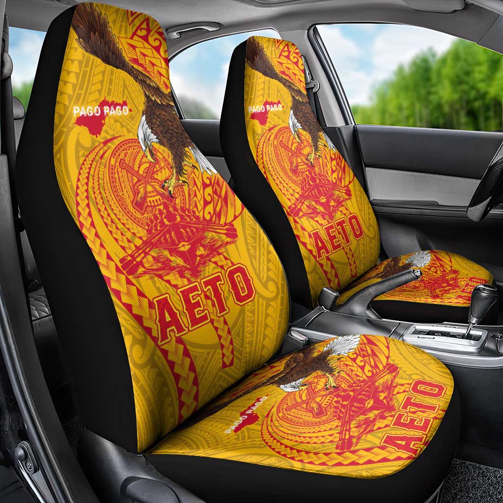 American Samoa Fautasi Race Car Seat Cover Aeto Pago Pago with Eagle Samoan Tribal Patterns LT03 - Polynesian Pride