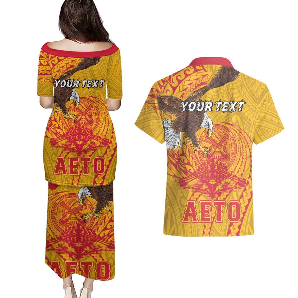 Personalized American Samoa Fautasi Race Couples Matching Puletasi and Hawaiian Shirt Aeto Pago Pago with Eagle Samoan Tribal Patterns LT03 - Polynesian Pride
