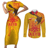 Personalized American Samoa Fautasi Race Couples Matching Short Sleeve Bodycon Dress and Long Sleeve Button Shirt Aeto Pago Pago with Eagle Samoan Tribal Patterns LT03 Multicolor - Polynesian Pride