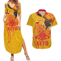 Personalized American Samoa Fautasi Race Couples Matching Summer Maxi Dress and Hawaiian Shirt Aeto Pago Pago with Eagle Samoan Tribal Patterns LT03 Multicolor - Polynesian Pride