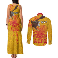 Personalized American Samoa Fautasi Race Couples Matching Tank Maxi Dress and Long Sleeve Button Shirt Aeto Pago Pago with Eagle Samoan Tribal Patterns LT03 - Polynesian Pride