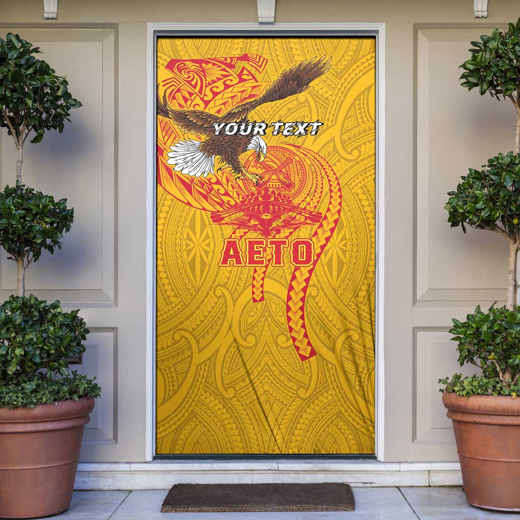 Personalized American Samoa Fautasi Race Door Cover Aeto Pago Pago with Eagle Samoan Tribal Patterns