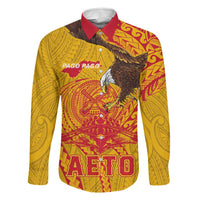 Personalized American Samoa Fautasi Race Family Matching Short Sleeve Bodycon Dress and Hawaiian Shirt Aeto Pago Pago with Eagle Samoan Tribal Patterns LT03 Dad's Shirt - Long Sleeve Multicolor - Polynesian Pride