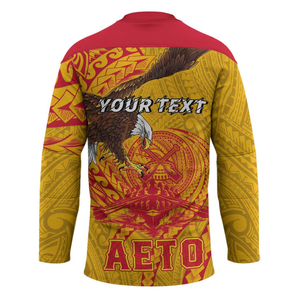 Personalized American Samoa Fautasi Race Hockey Jersey Aeto Pago Pago with Eagle Samoan Tribal Patterns LT03 - Polynesian Pride