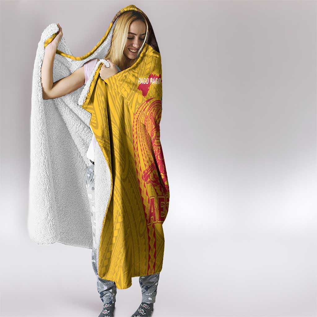 American Samoa Fautasi Race Hooded Blanket Aeto Pago Pago with Eagle Samoan Tribal Patterns LT03 - Polynesian Pride